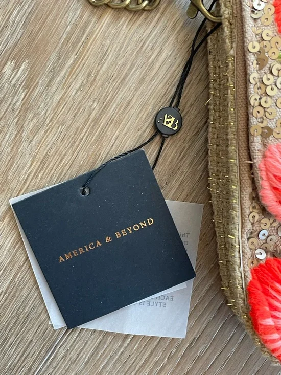 America & Beyond Floral Sequin Crossbody Bag in Coral and Gold - Picture 13 of 13